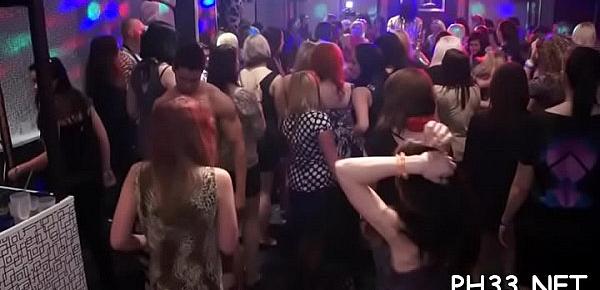 Lesbian babes are leaking every other and after gets fuck by waiters